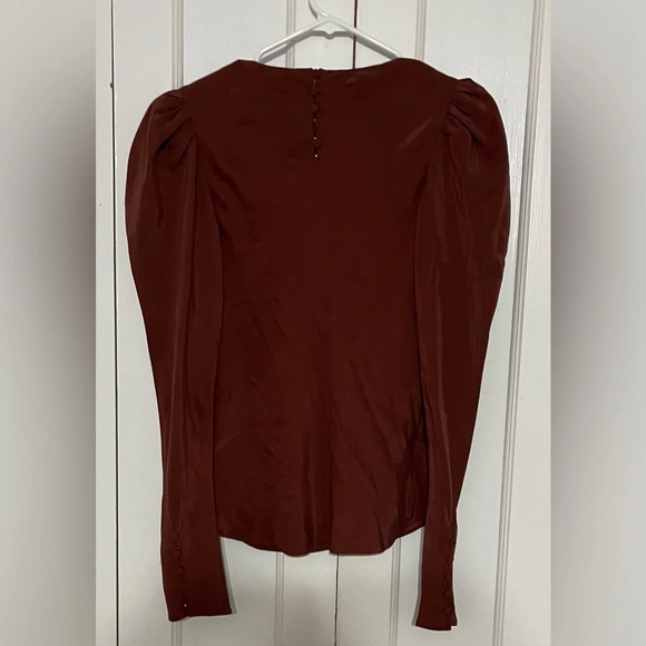 Frame Shirred Puff Sleeve Silk Blouse - Picture 7 of 7